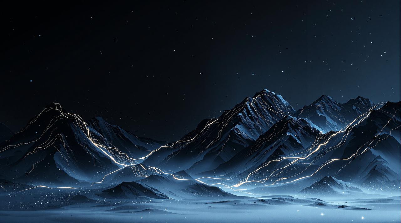 动漫影院品牌背景——冰雪山脉与虎纹抽象合成影像